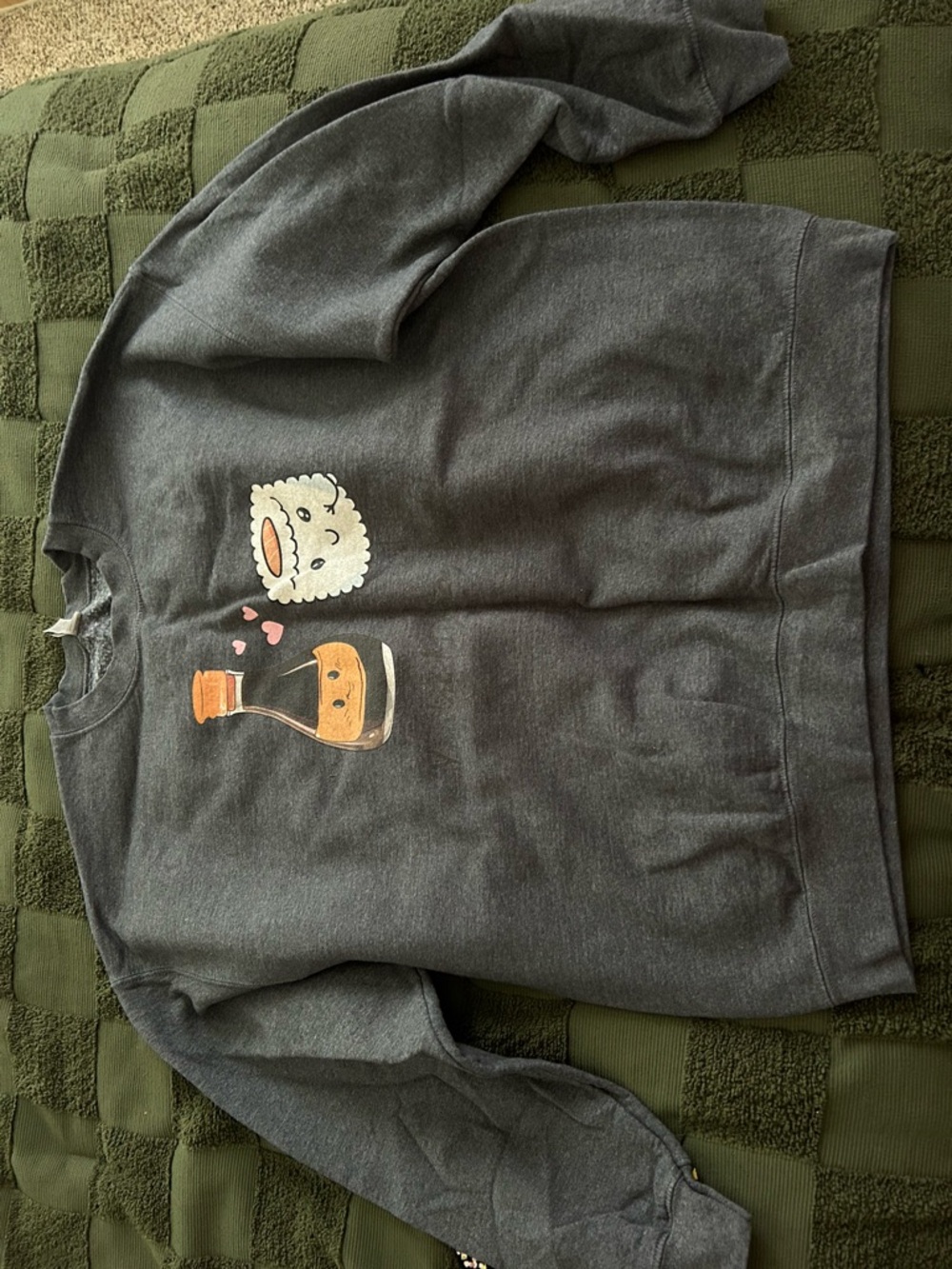Gildan Charcoal Gray Crewneck Sweatshirt with Sushi & Soy Graphic